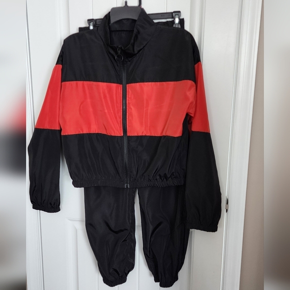 Anthropologie Jackets & Blazers - Black/Red Windbreaker 2-Piece Tracksuit Set